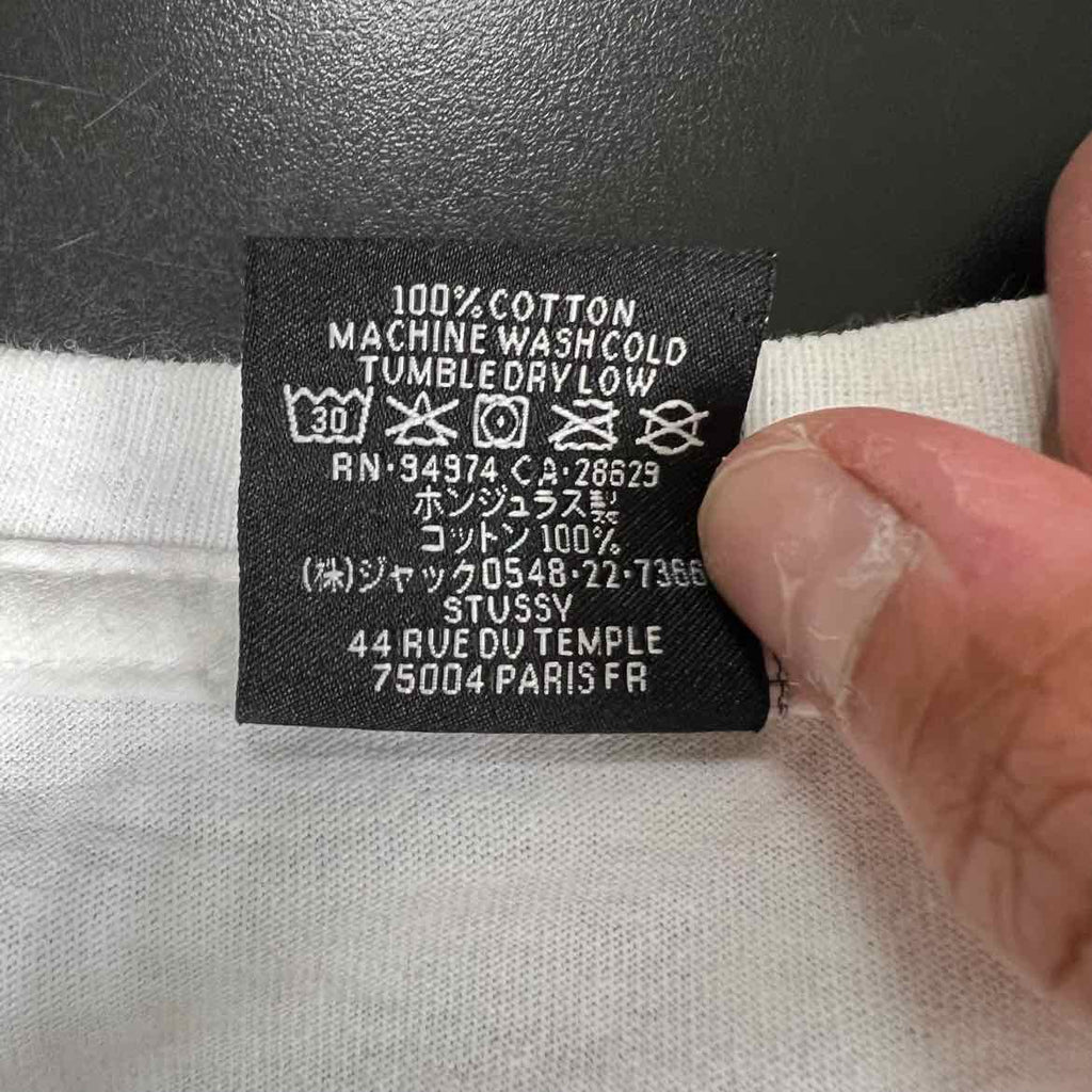 Stussy Long Sleeve "PARIS" White Used Size L