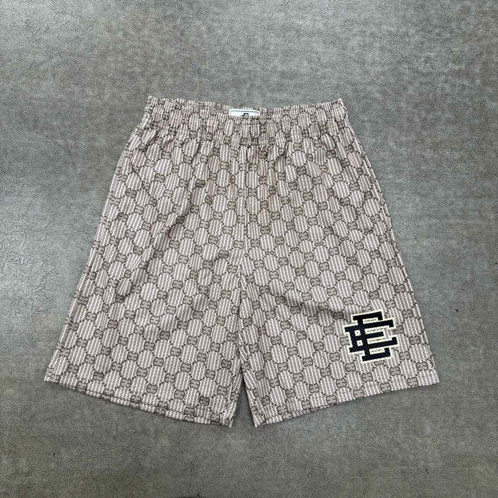 Eric Emanuel Mesh Shorts "MONOGRAM" Beige New Size M