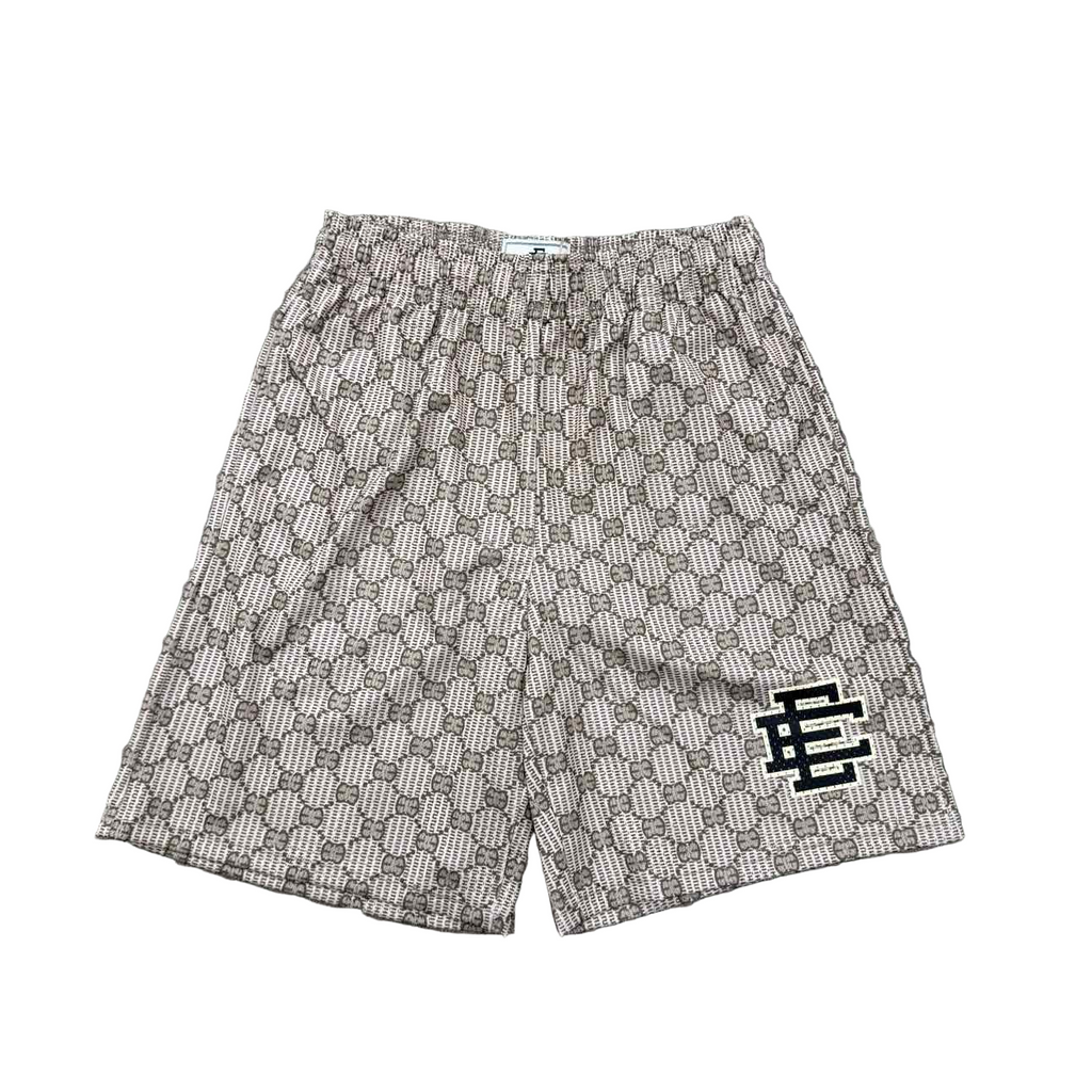 Eric Emanuel Mesh Shorts "MONOGRAM" Beige New Size M