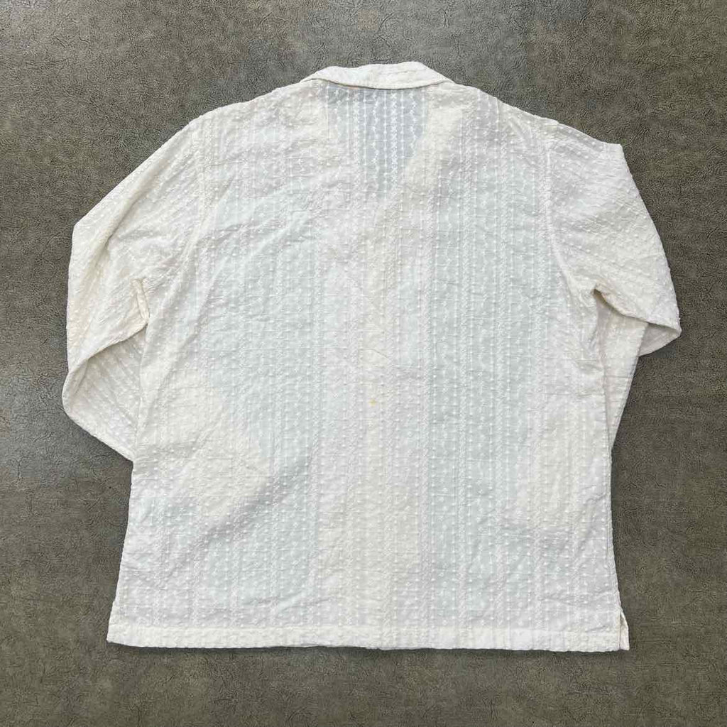 Kith Button Up "EMBROIDERED" Cream Used Size XL
