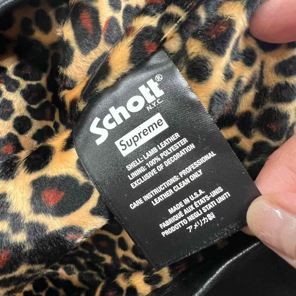 Supreme Leather Jacket "SCHOTT" Black New Size XL