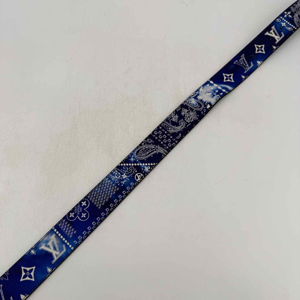 Louis Vuitton Belt "INITALS BANDANA" Used Blue Size 44