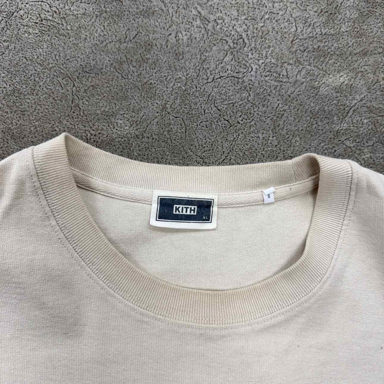 Kith Long Sleeve &quot;POCKET LOGO&quot; Cream Used Size XL