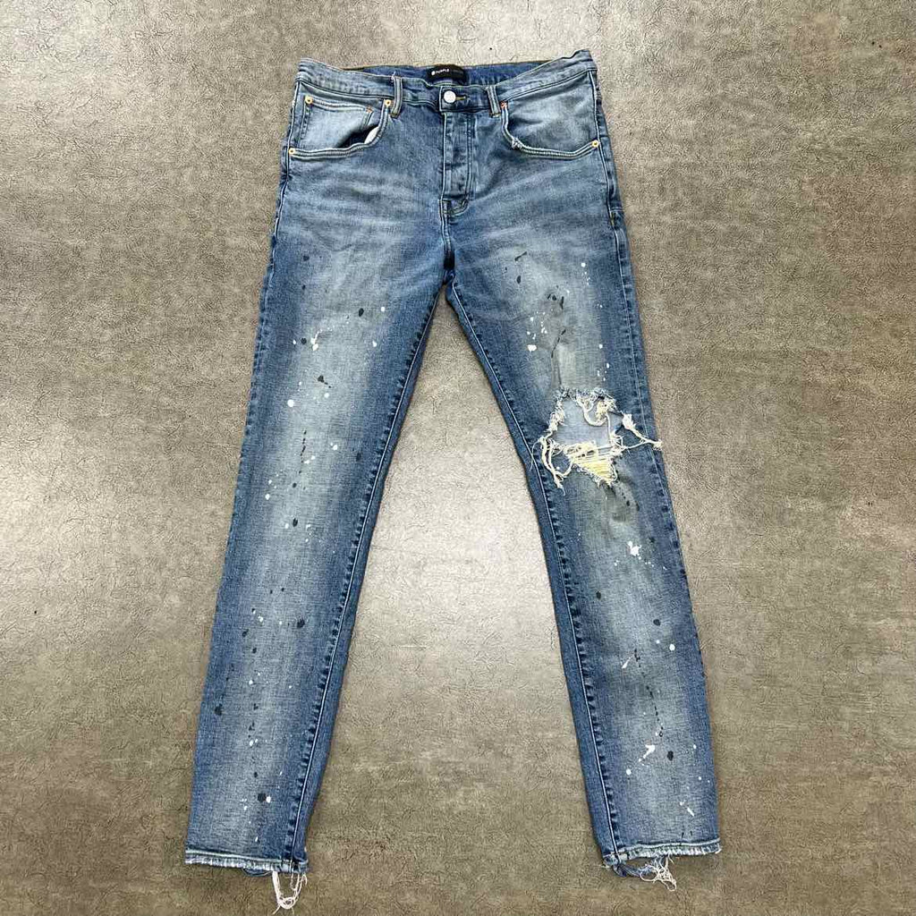 Purple Jeans "PAINT SPLATTER" Blue Used Size 36
