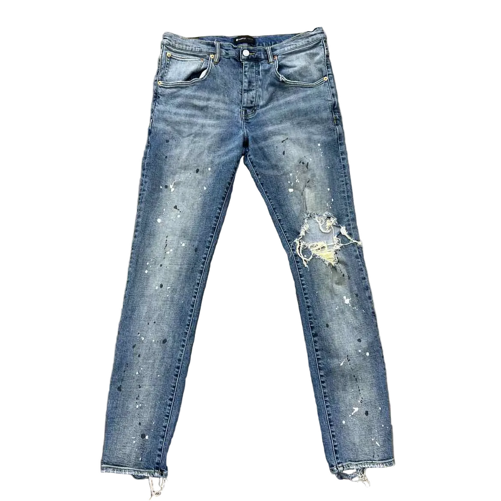 Purple Jeans "PAINT SPLATTER" Blue Used Size 36