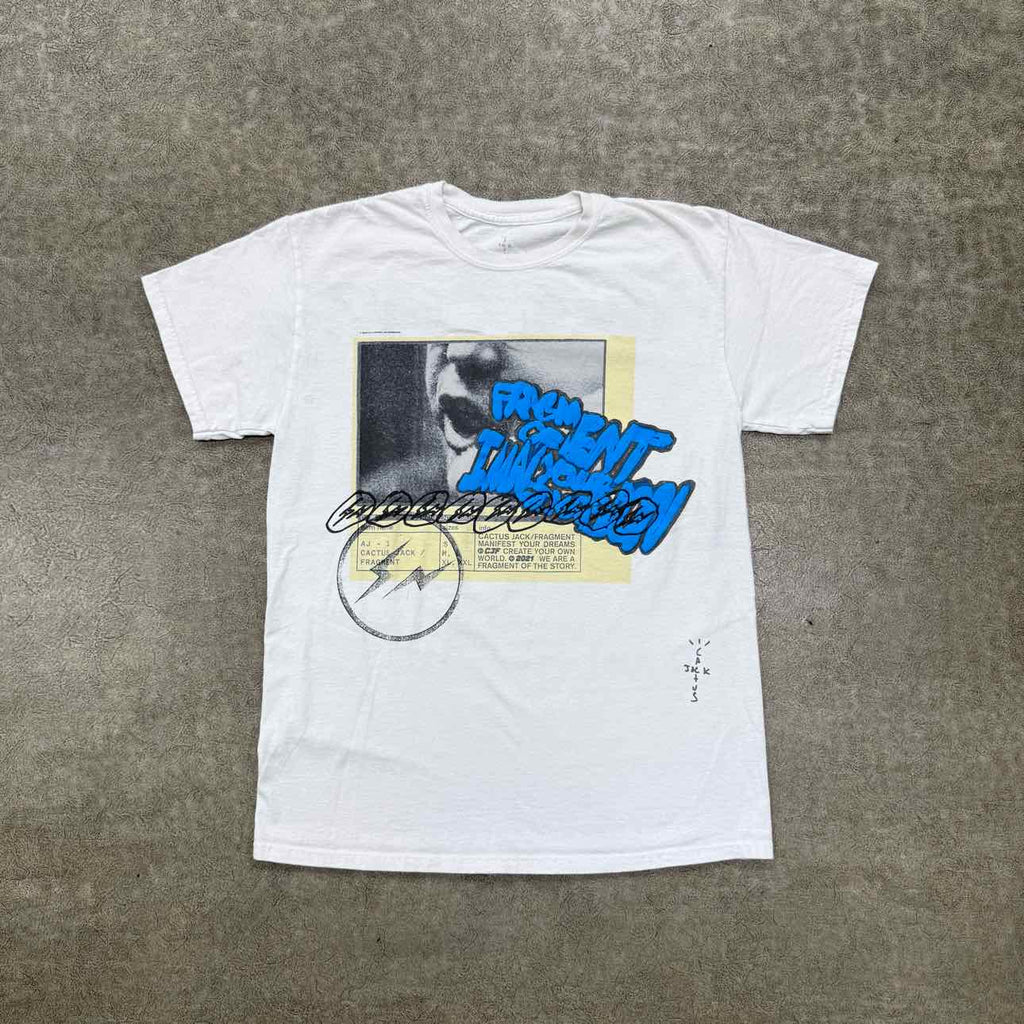 Travis Scott T-Shirt "FRAGMENT" White Used Size S