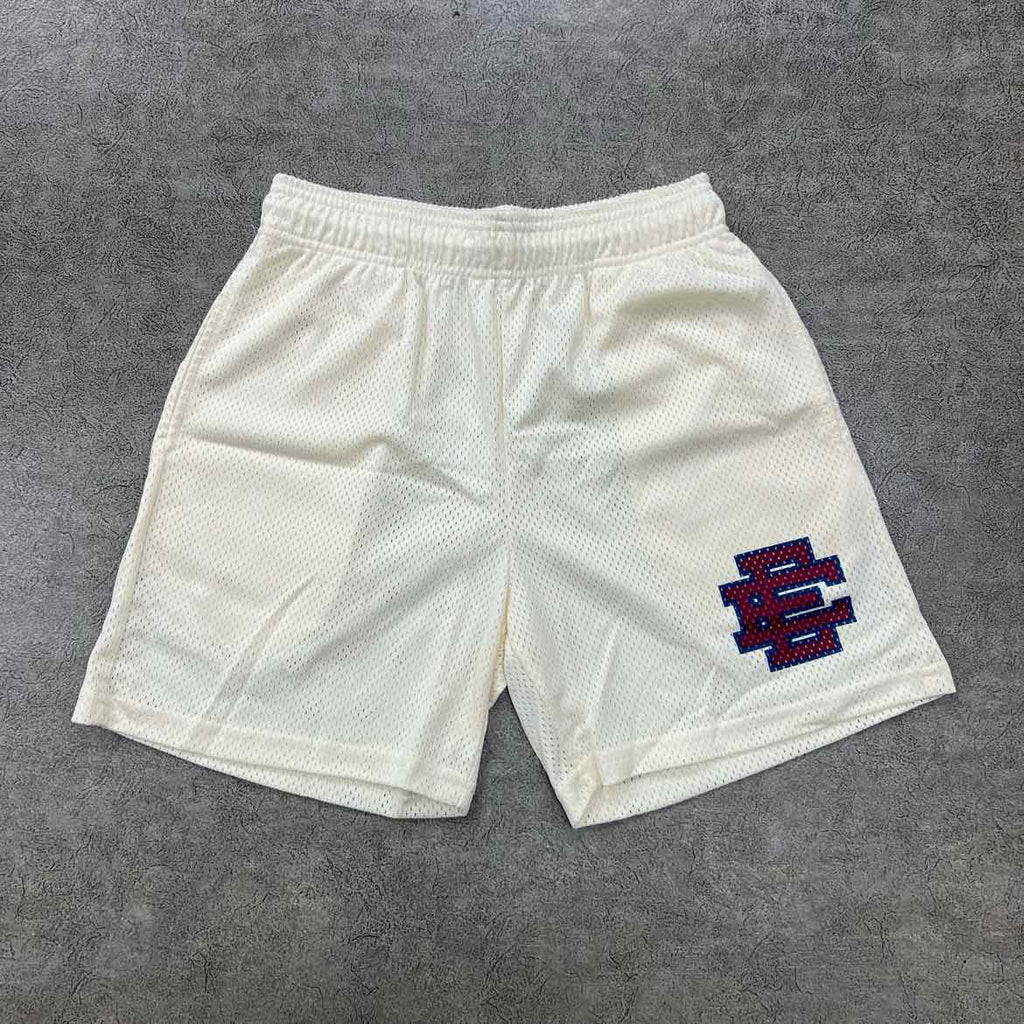 Eric Emanuel Mesh Shorts "BASIC LOGO" Antique White New Size S