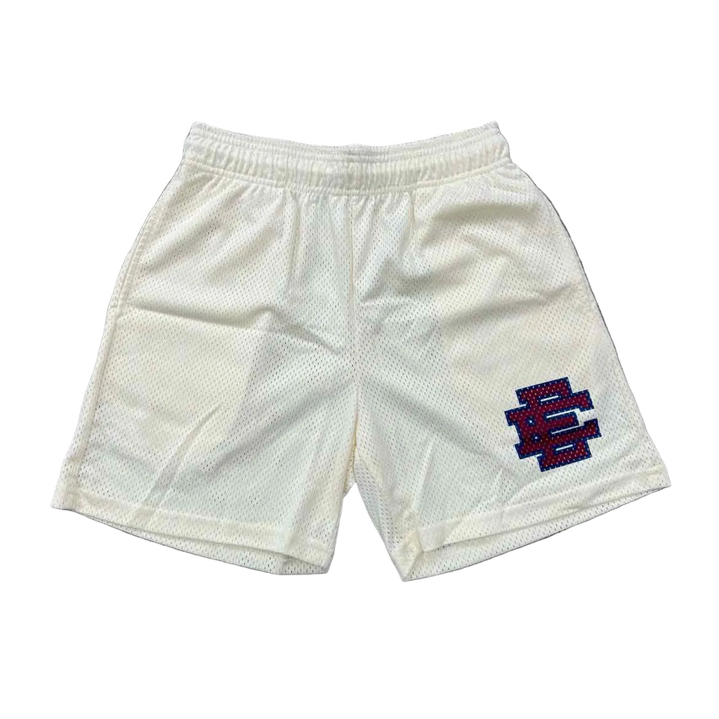 Eric Emanuel Mesh Shorts "BASIC LOGO" Antique White New Size S