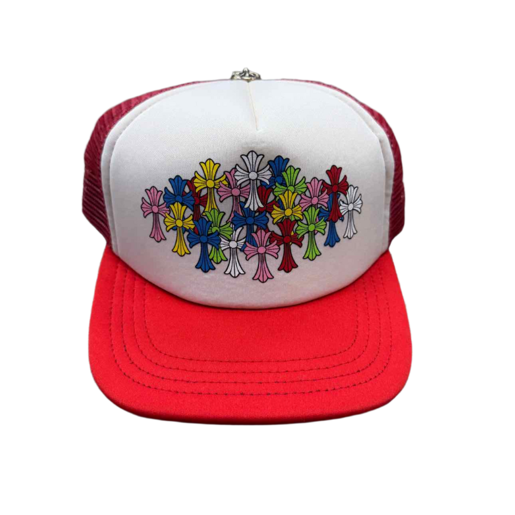 Chrome Hearts Trucker Hat "CROSSES" Used Red