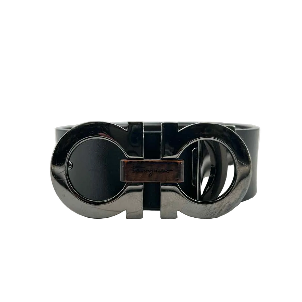 Salvatore Ferragamo Belt "LOGO" Used Black Size 34
