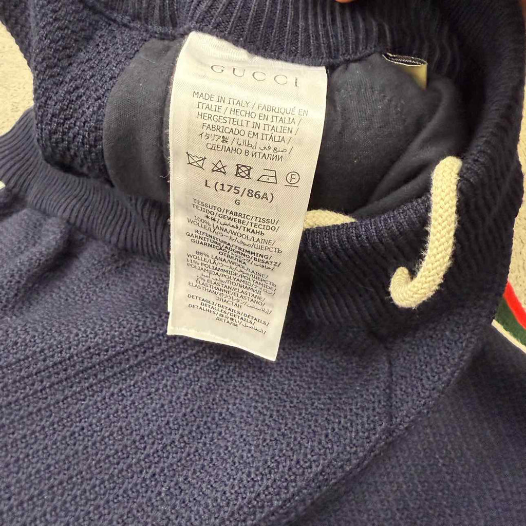 Gucci Sweatpants "STRIPED LOGO" Navy Used Size L