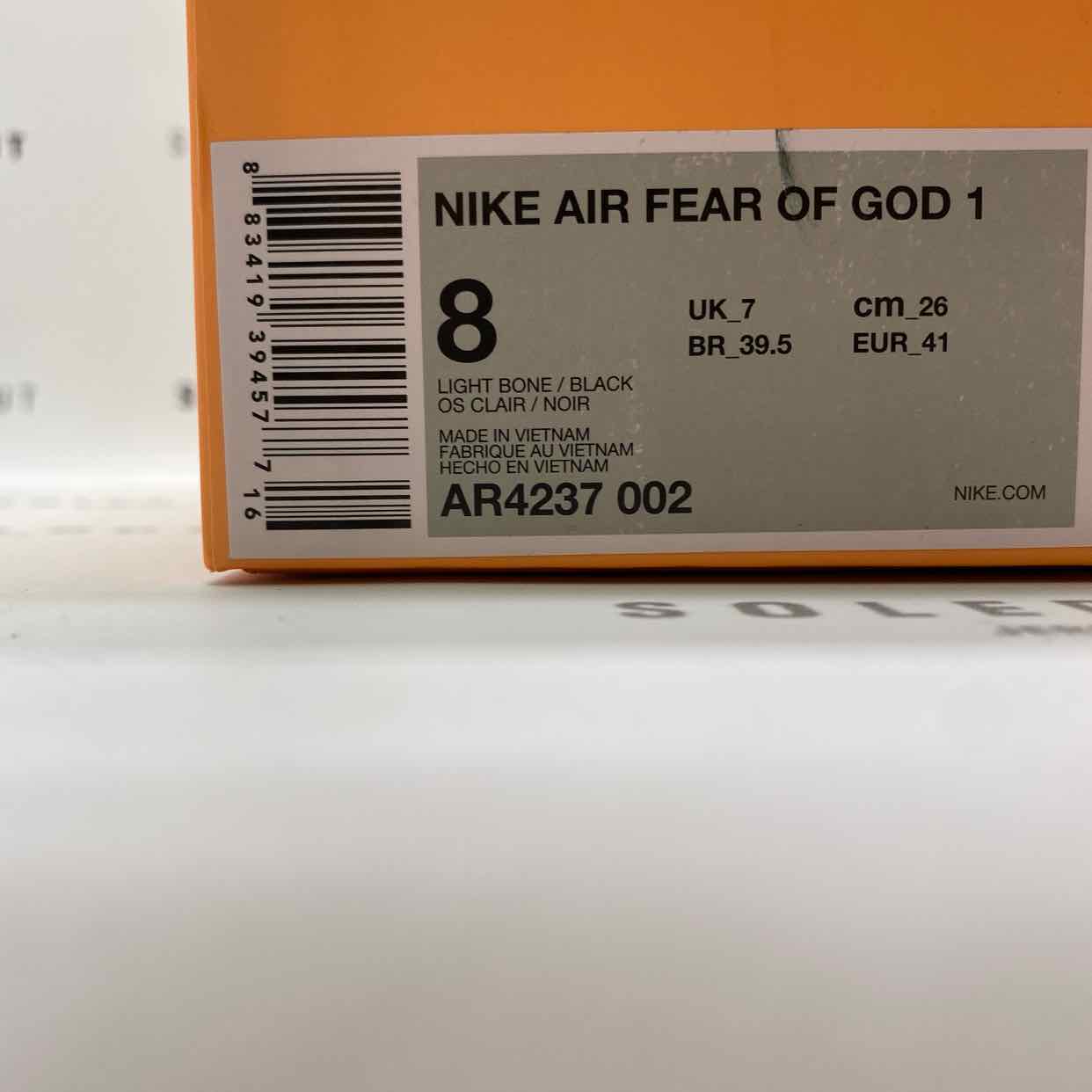 Nike Air Fear of God 1 &quot;Light Bone&quot; 2019 New Size 8