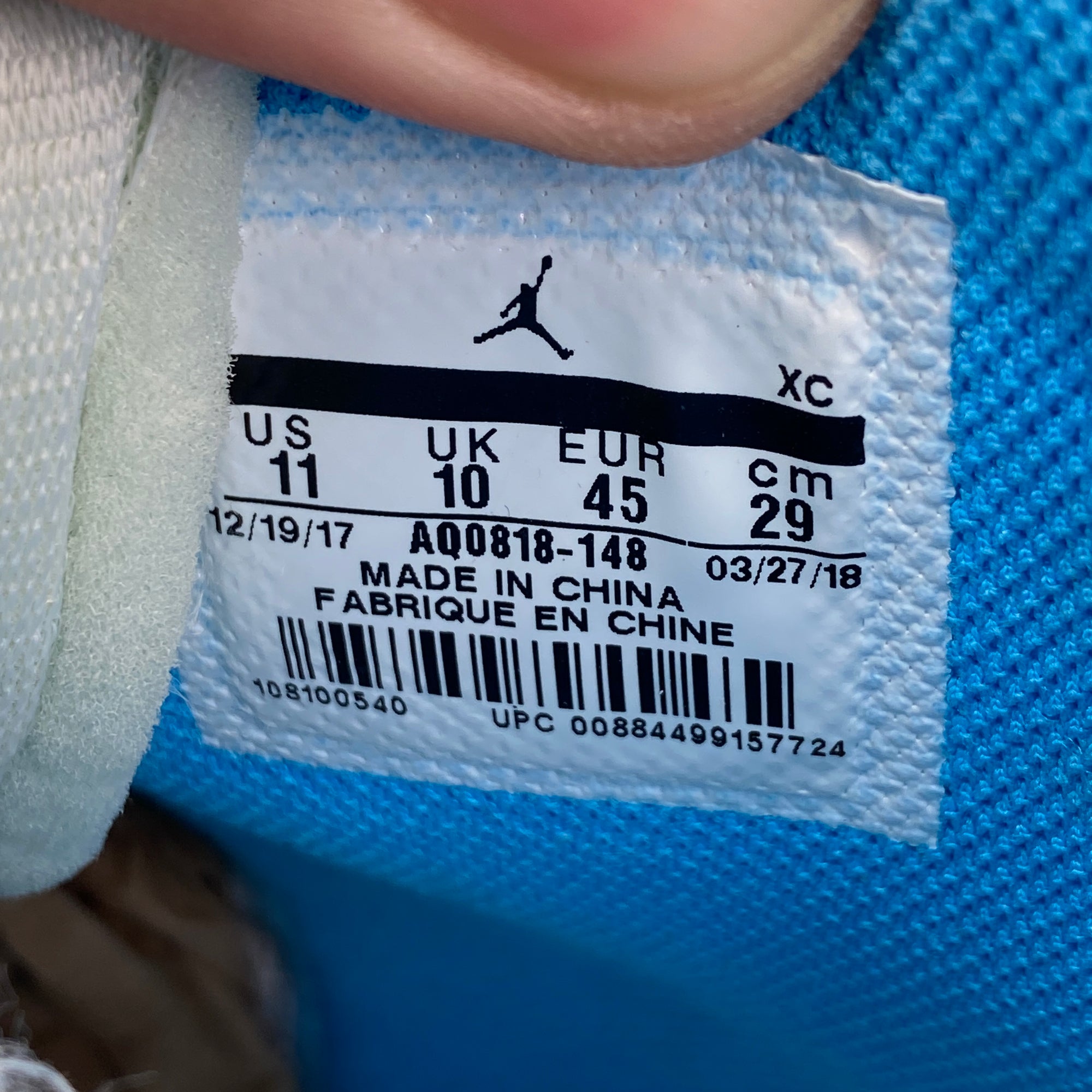 Air Jordan 1 Retro High OG &quot;Off White Unc&quot; 2018 Used Size 11