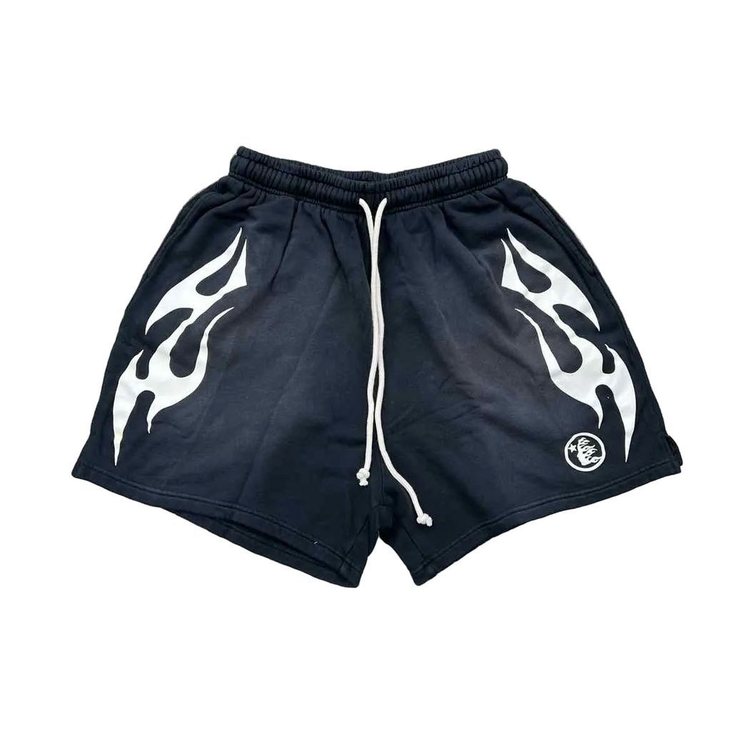 Hellstar Shorts "FLAME" Black White New Size L