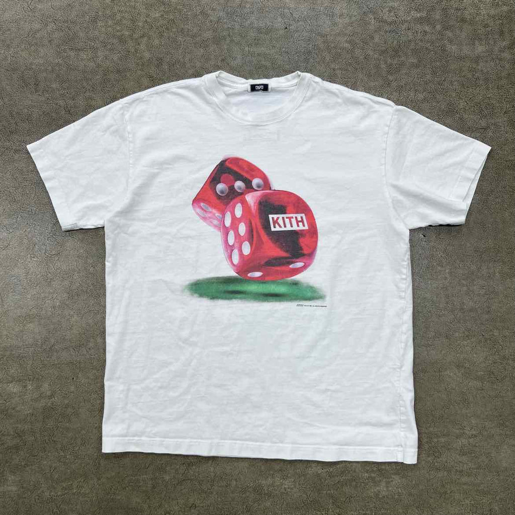 Kith T-Shirt "HIGH STAKES" White Used Size L