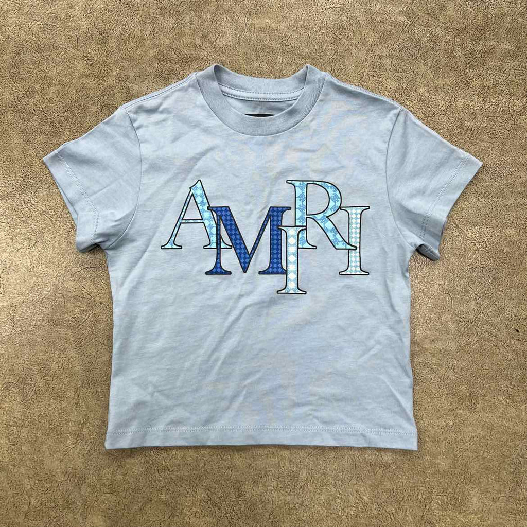 Amiri T-Shirt "STAGGERED" Blue Used Size 6Y