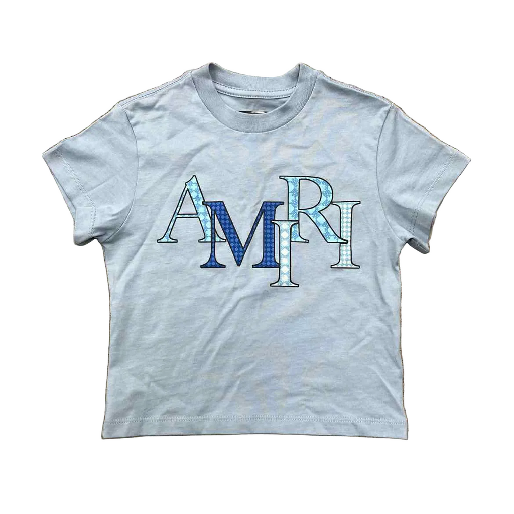 Amiri T-Shirt "STAGGERED" Blue Used Size 6Y
