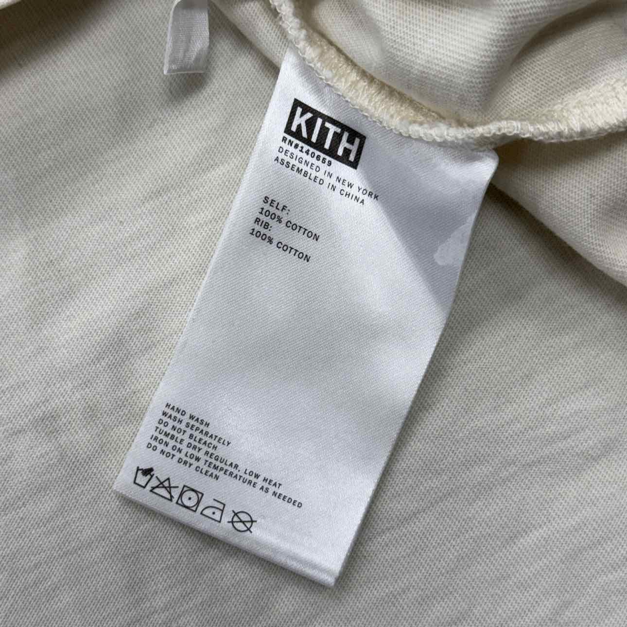 Kith Long Sleeve &quot;SMALL BOX LOGO&quot; Cream Used Size XL