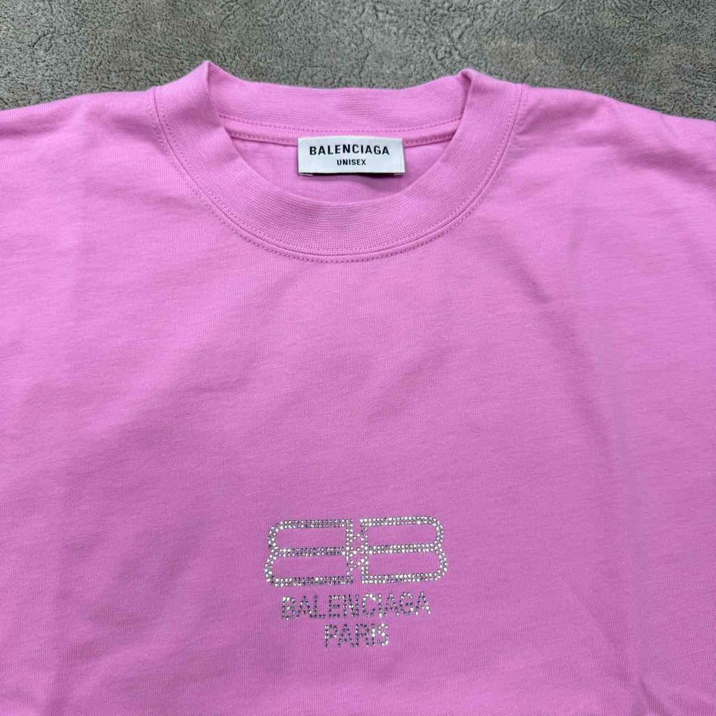 Balenciaga T-Shirt "PARIS DIAMOND" Pink New Size M