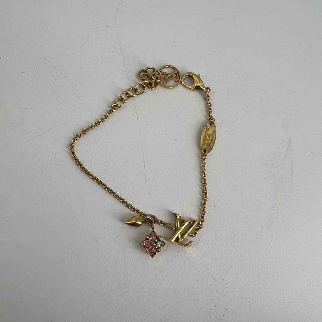 Louis Vuitton Bracelet "LOGO" Used Gold Size OS