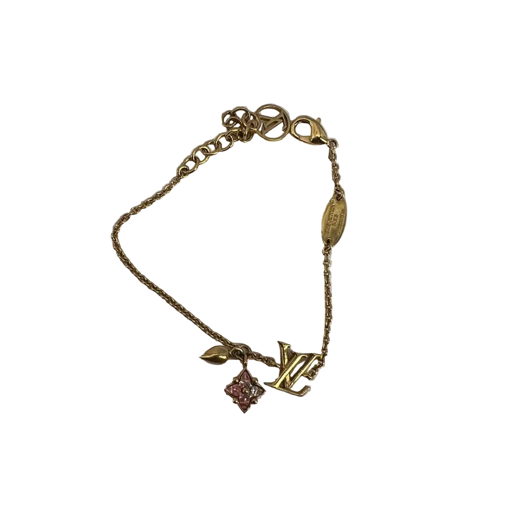 Louis Vuitton Bracelet "LOGO" Used Gold Size OS