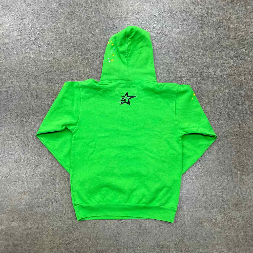 Sp5der Hoodie "RHINESTONE" Green New Size L
