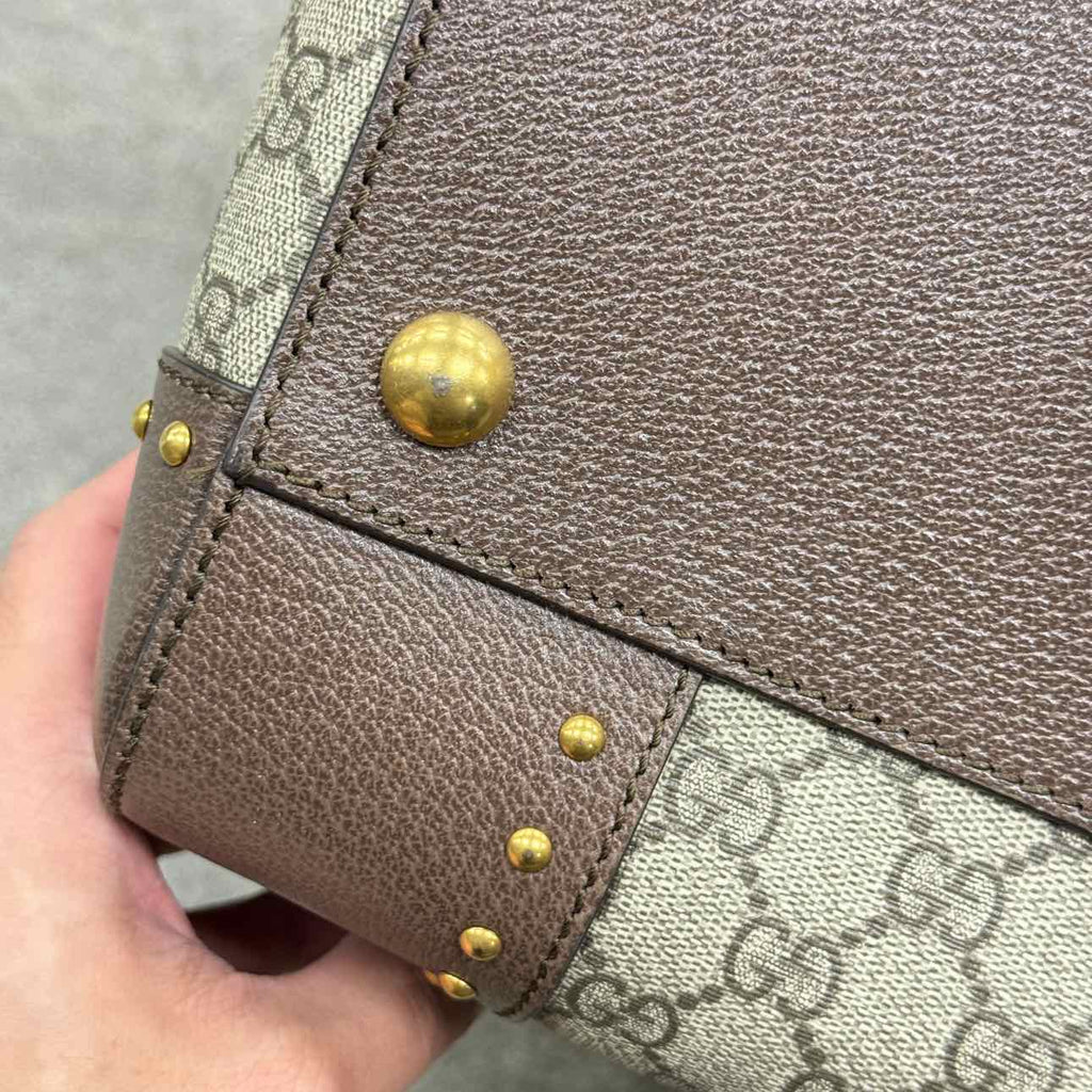 Gucci Duffle Bag "GG SUPREME SAVOY" New Brown Size L