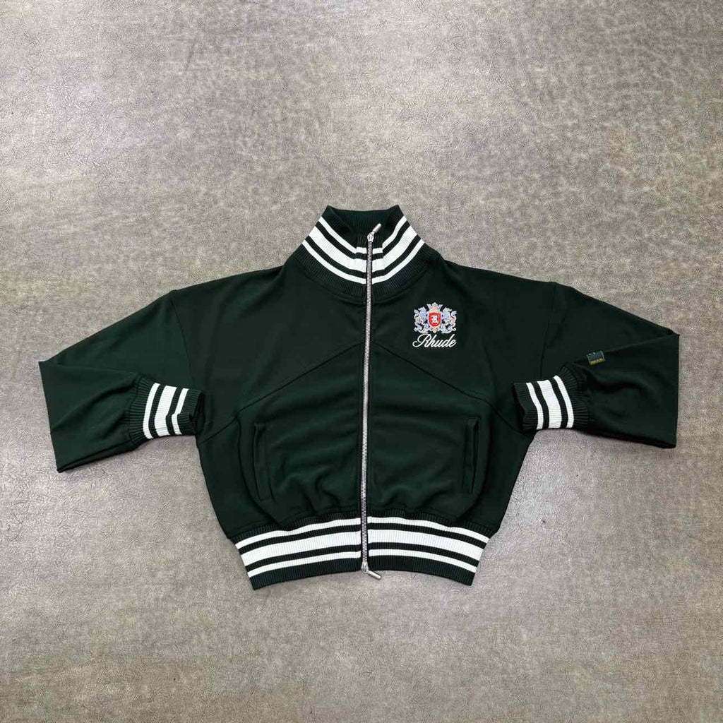 Rhude Zip Up "COLLEGE LOGO" Olive Used Size S