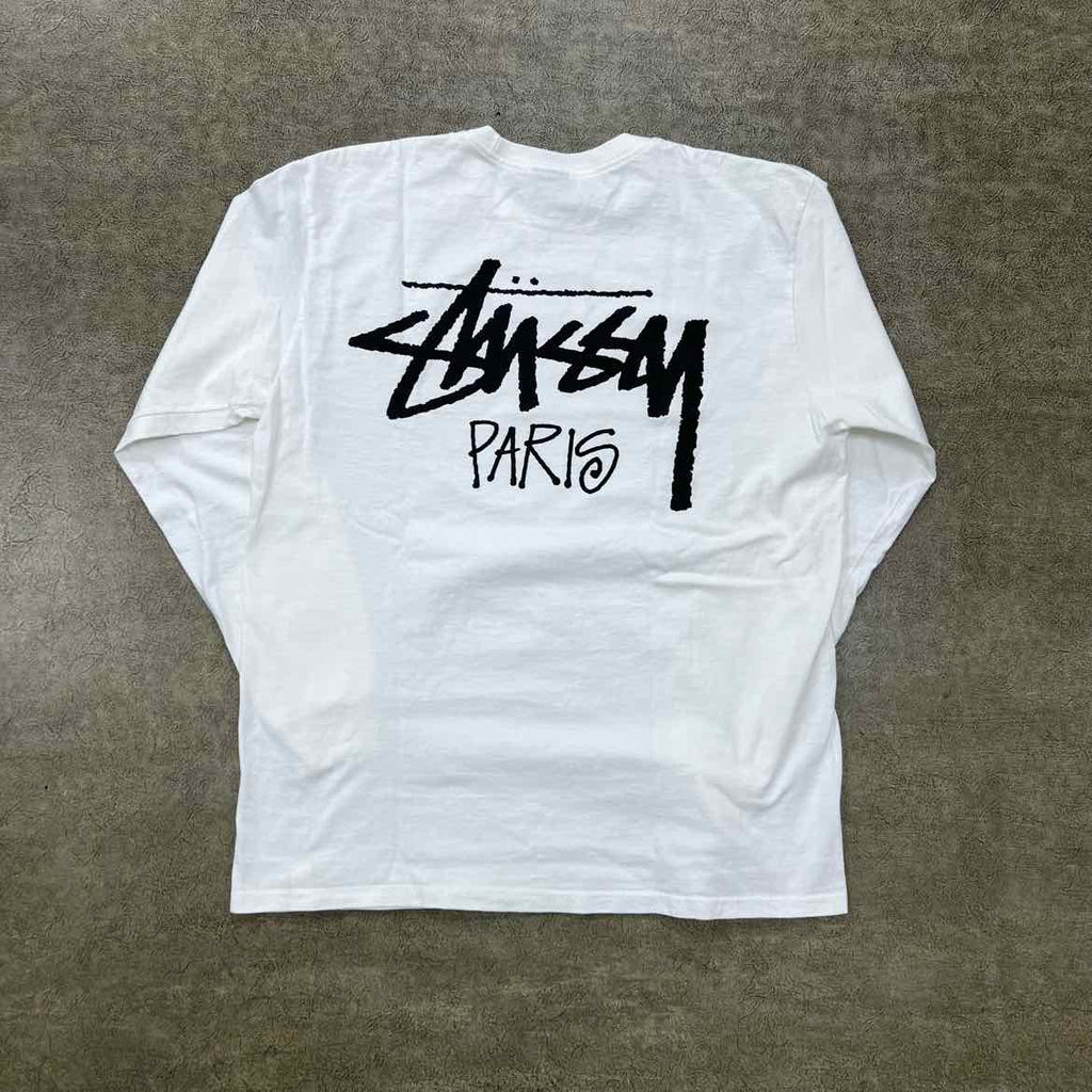 Stussy Long Sleeve "PARIS" White Used Size L