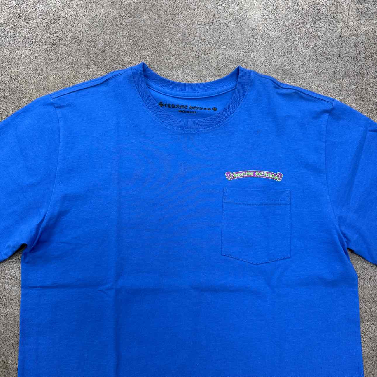 Chrome Hearts T-Shirt &quot;SCROLL LOGO&quot; Blue Used Size L