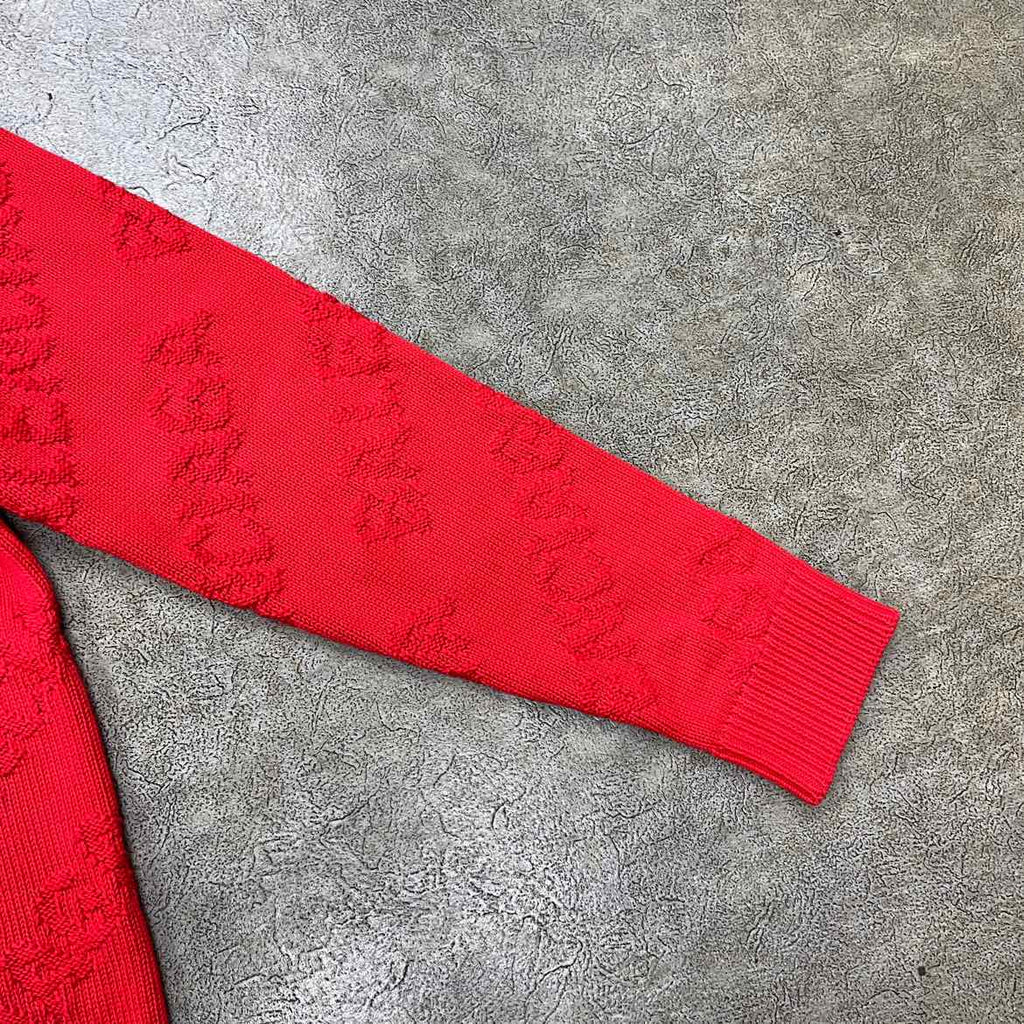 Balenciaga Knit Crewneck "ALL OVER LOGO" Red Used Size M