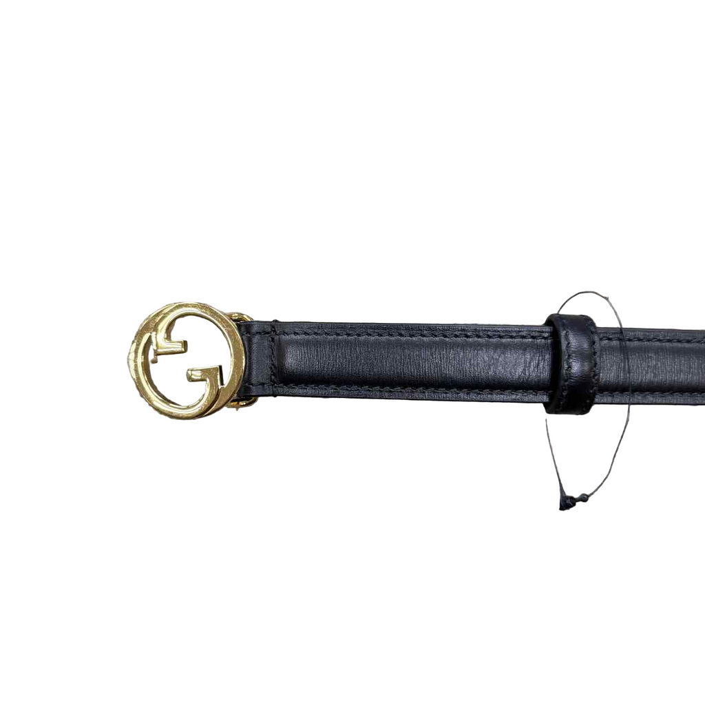 Gucci (W) Belt "MINI GOLD BUCKLE" New Black Size 38