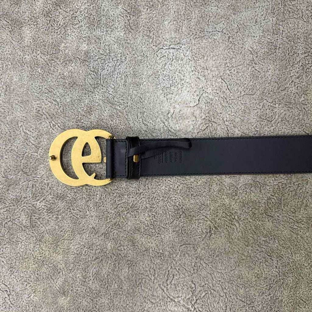 Gucci (W) Belt "GG GOLD BUCKLE" New Black Size 30