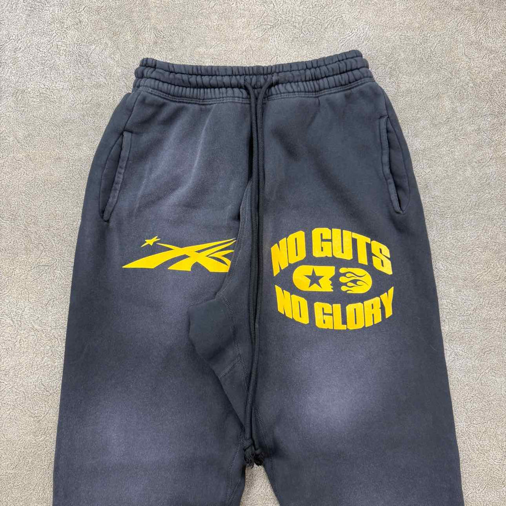 Hellstar Sweatpants "NO GUTS NO GLORY" Washed Black New Size XL