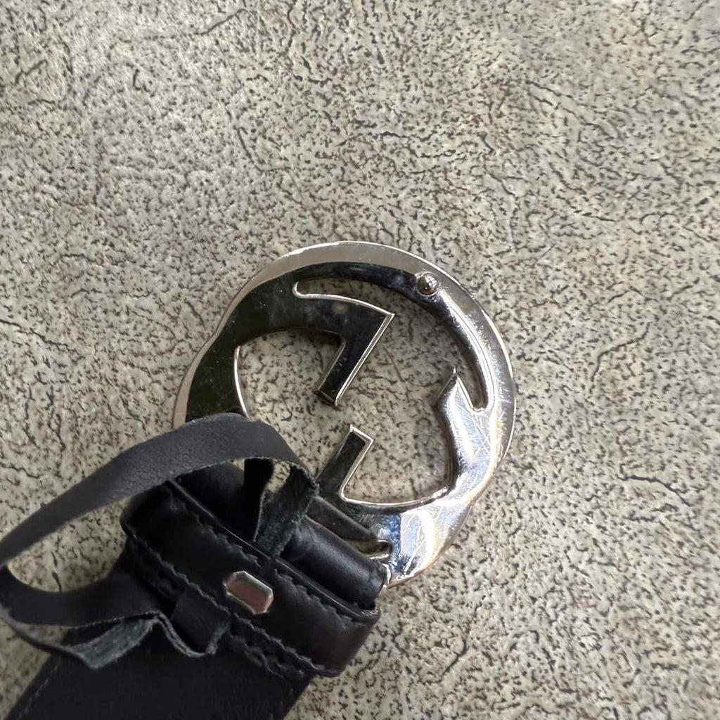 Gucci Belt "SILVER BUCKLE" Used Black Size 36