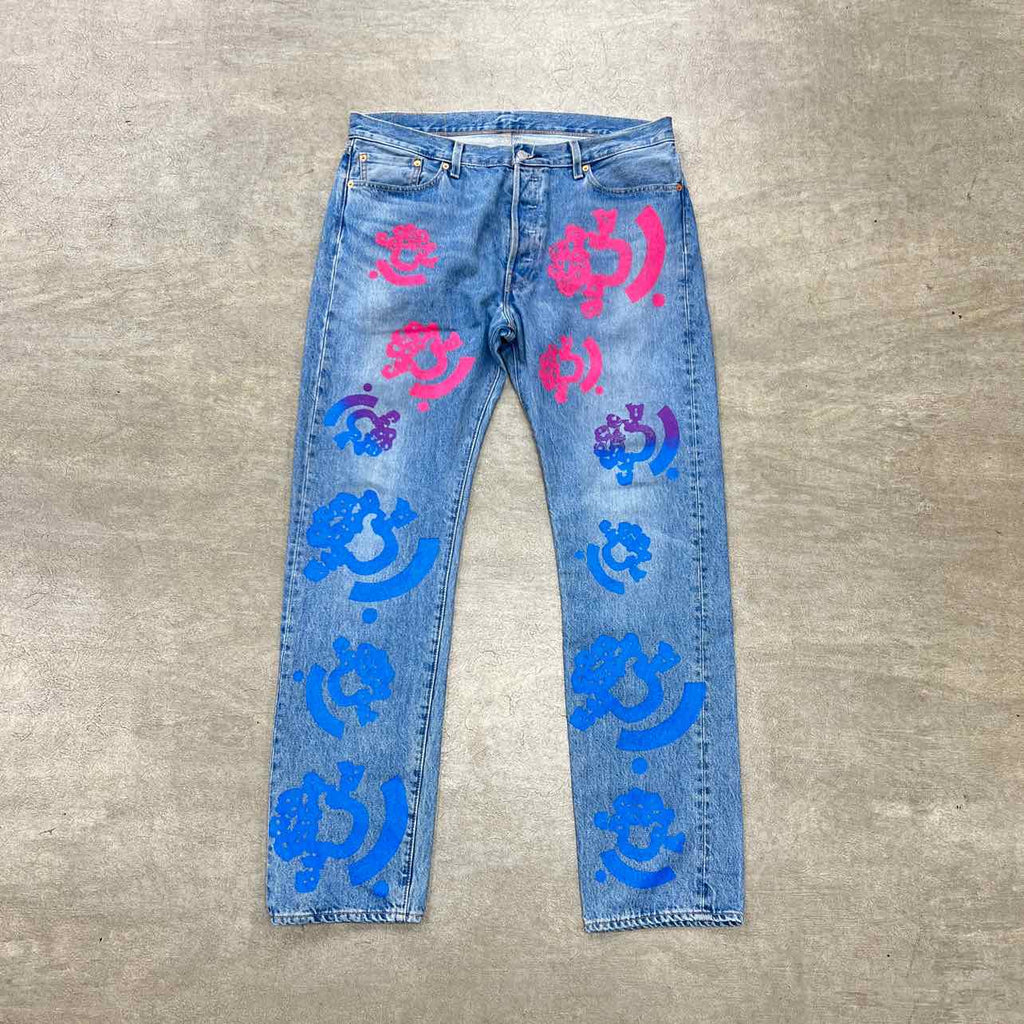 Denim Tears Jeans "BSTROY TEARS" Blue Used Size 36