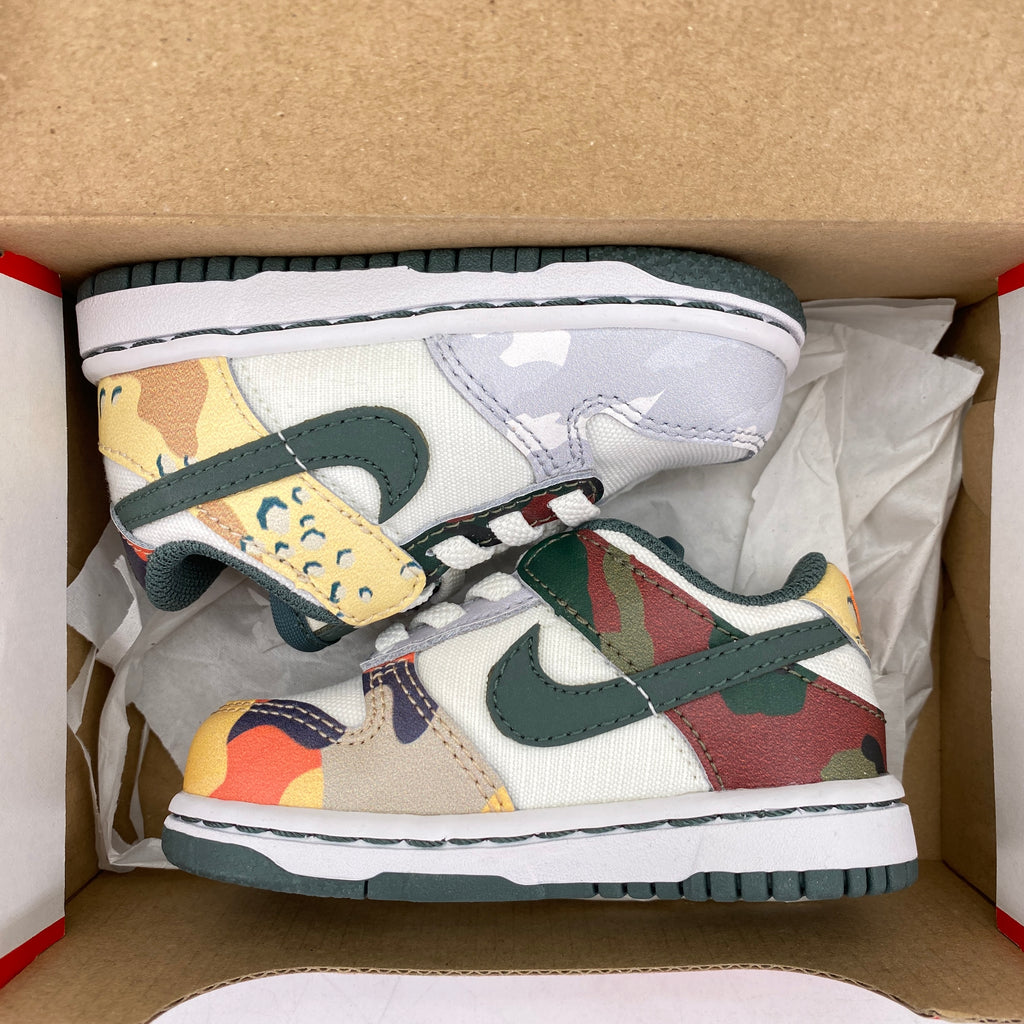 Nike (TD) Dunk Low "Sail Multi Camo" 2021 New Size 4c