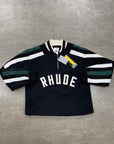 Rhude Half Zip Pullover "LOGO PATCH" Black Used Size L