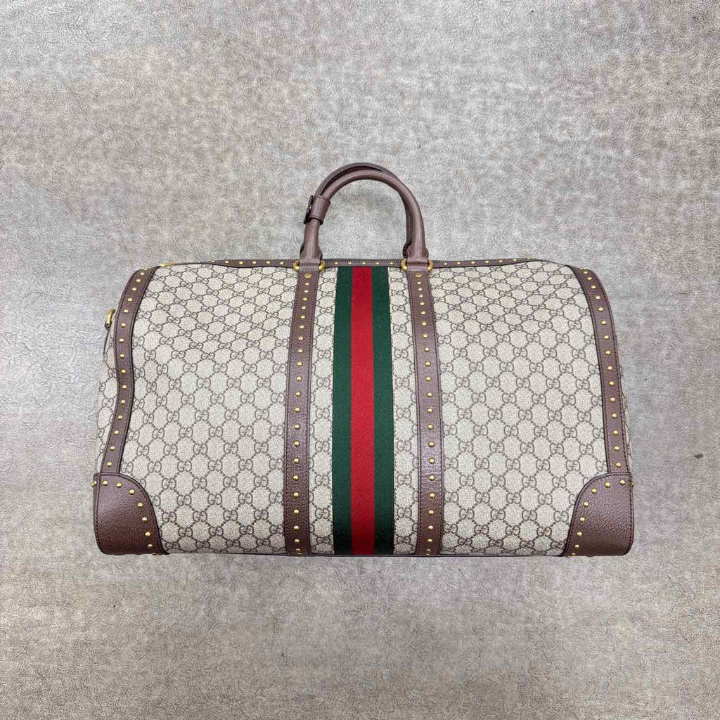 Gucci Duffle Bag "GG SUPREME SAVOY" New Brown Size L