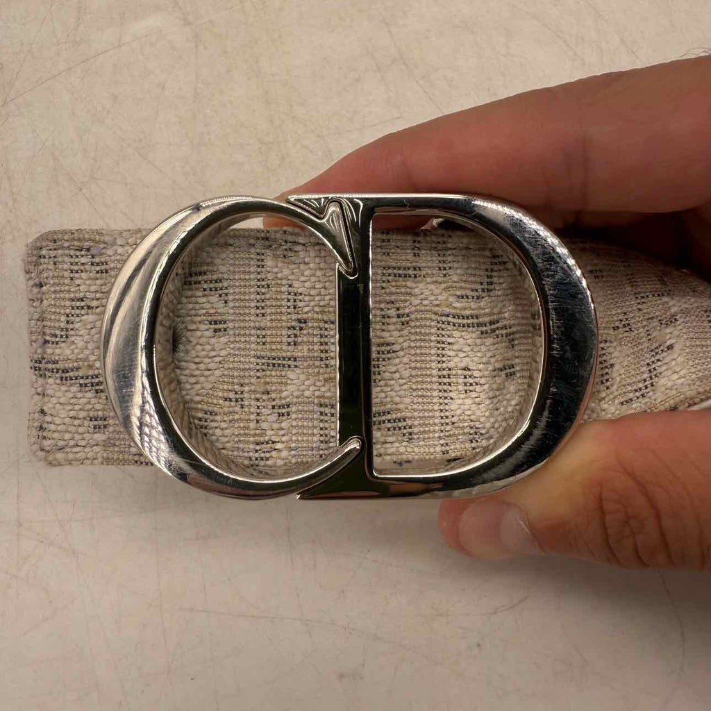 Dior Belt "OBLIQUE" Used White Size 32