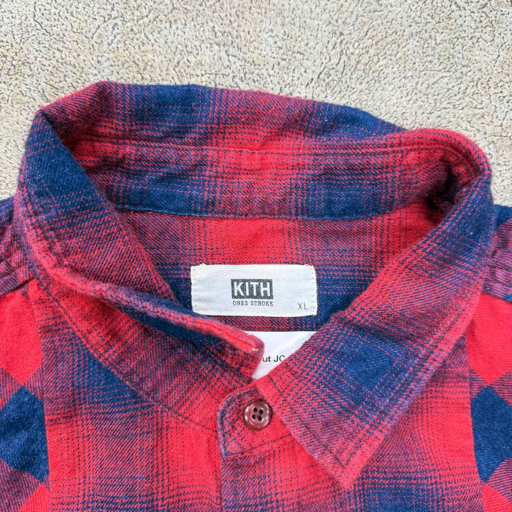 Kith Button Up "PLAID PRINT" Red Used Size XL