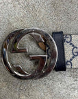 Gucci Belt "MONOGRAM" Used Blue Size 36