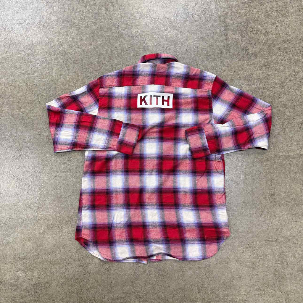 Kith Button Up "PLAID PRINT" Light Blue Used Size XL