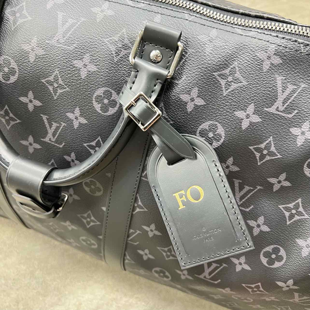 Louis Vuitton Duffle Bag &quot;KEEPALL 55&quot; Used Black Size 55