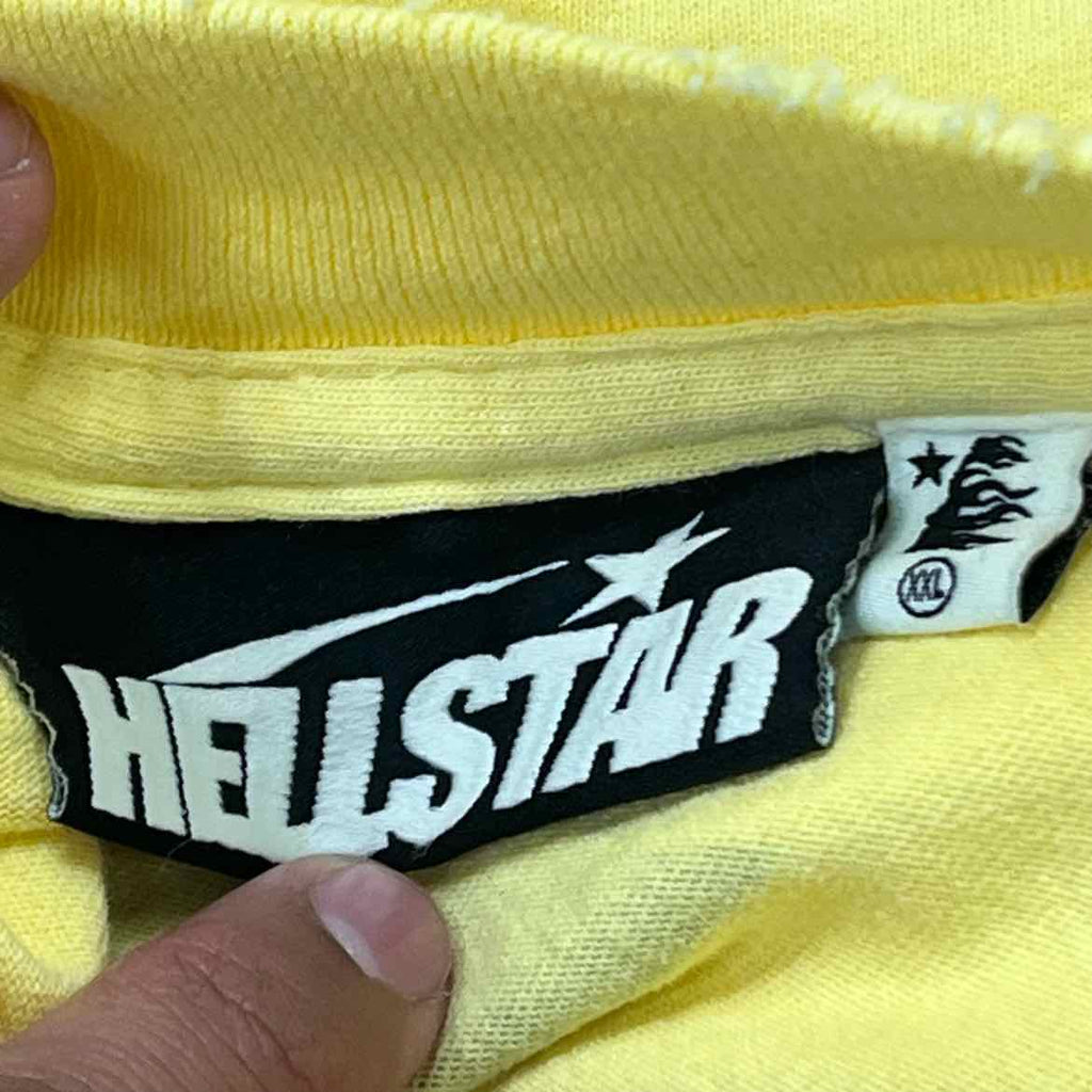 Hellstar T-Shirt "CRACKED" Yellow Used Size 2XL