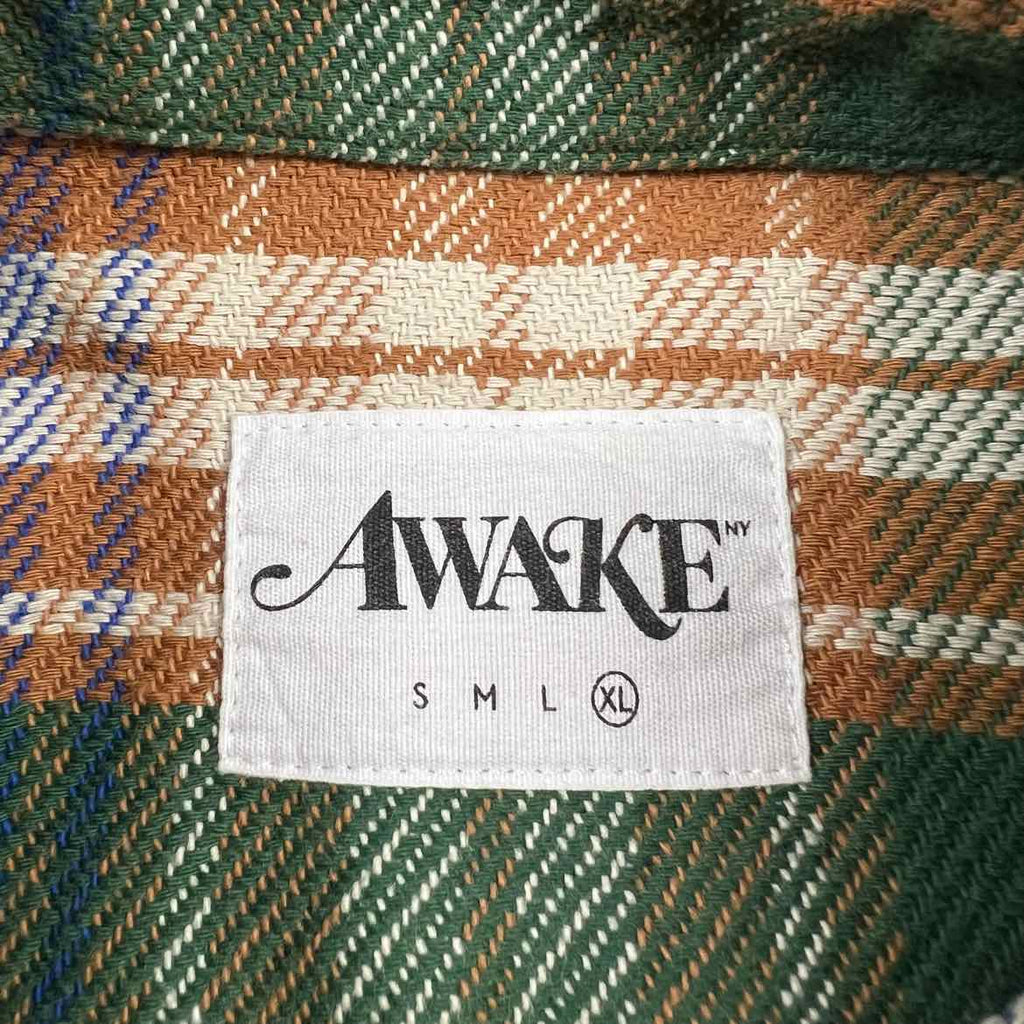 Awake Flannel "BARBED WIRE" Green Used Size XL