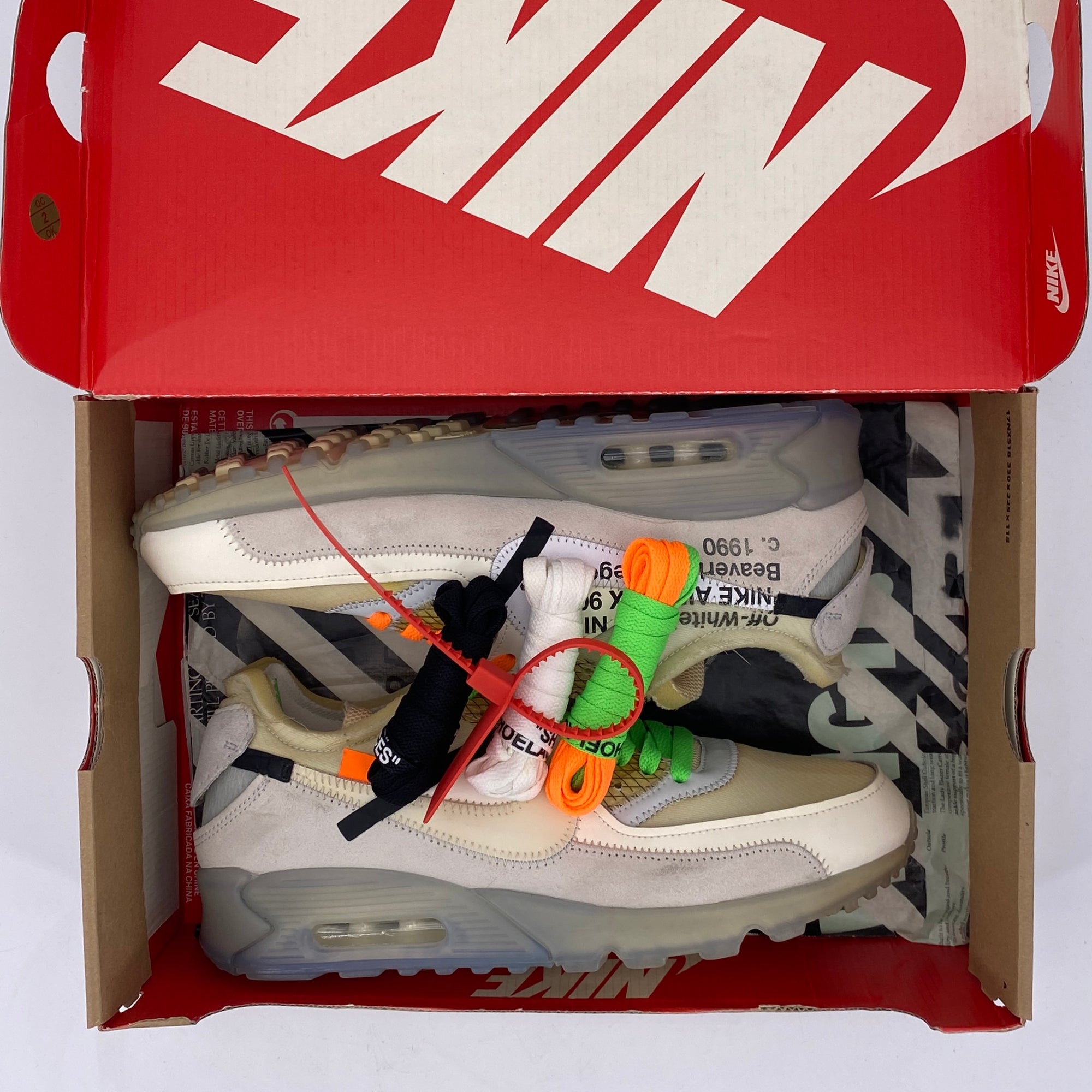 Nike Air Max 90 / OW &quot;The 10: Off-White&quot; 2017 Used Size 9