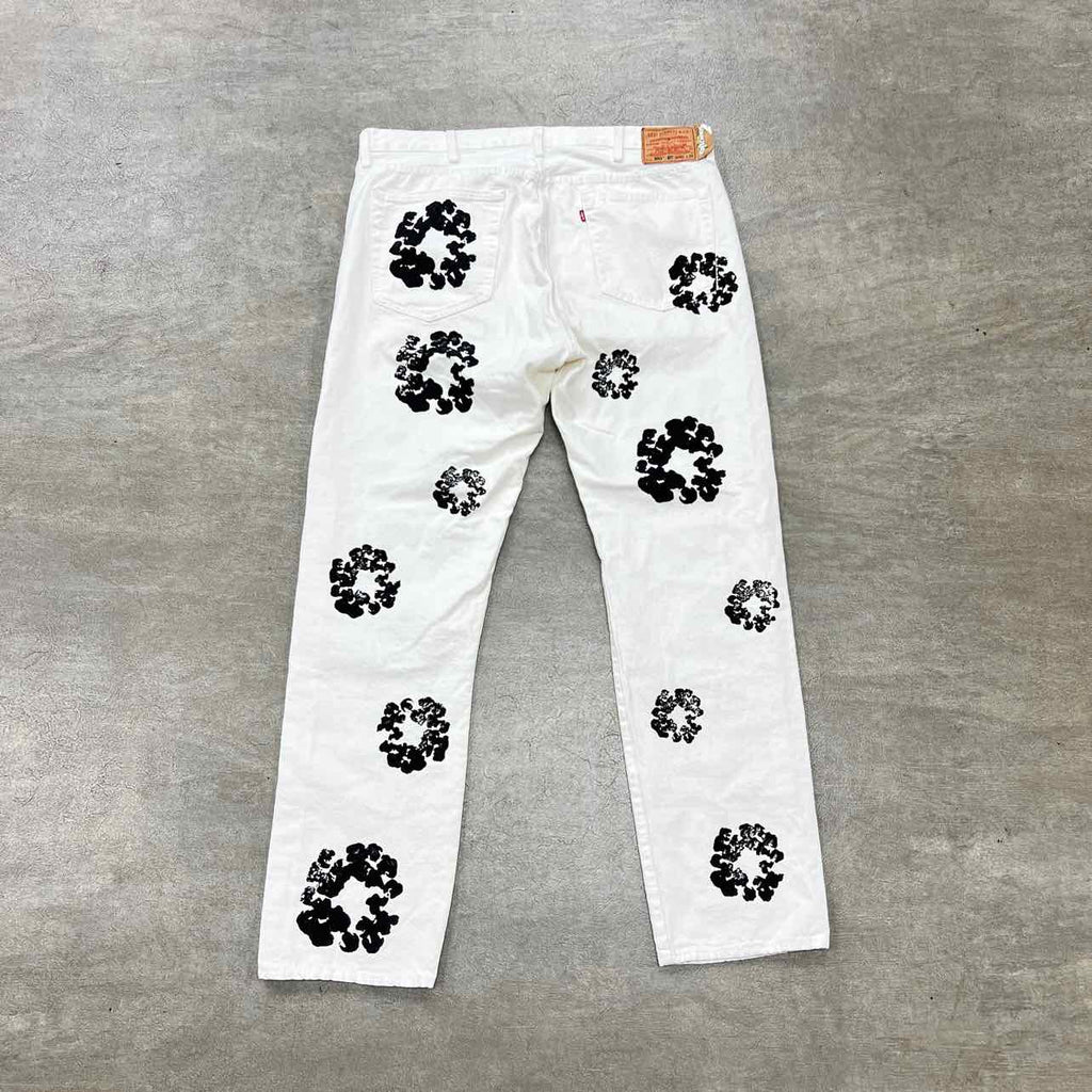 Denim Tears Jeans "COTTON WREATH" White Used Size 40