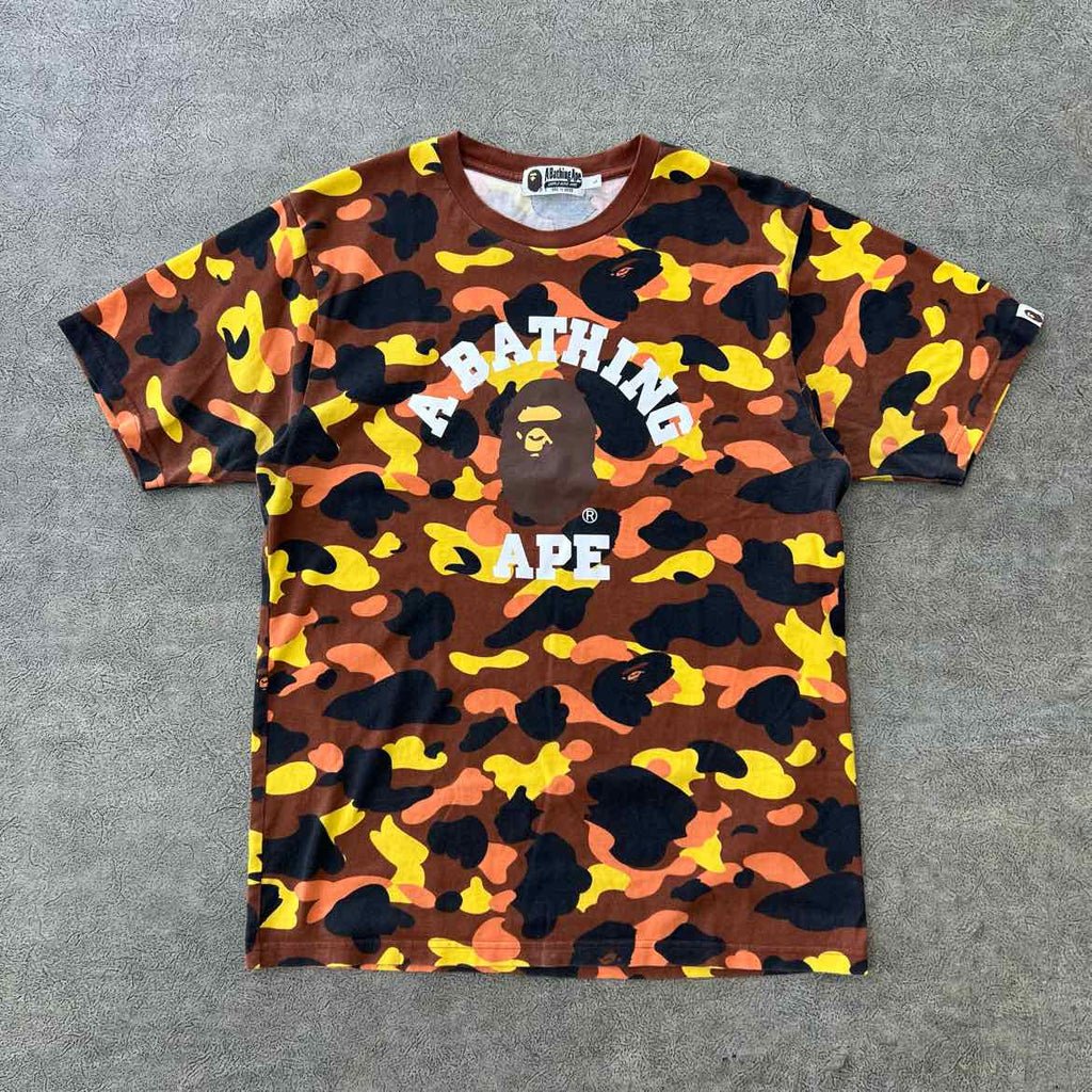 Bape T-Shirt "1ST CAMO APE HEAD" Yellow Used Size L