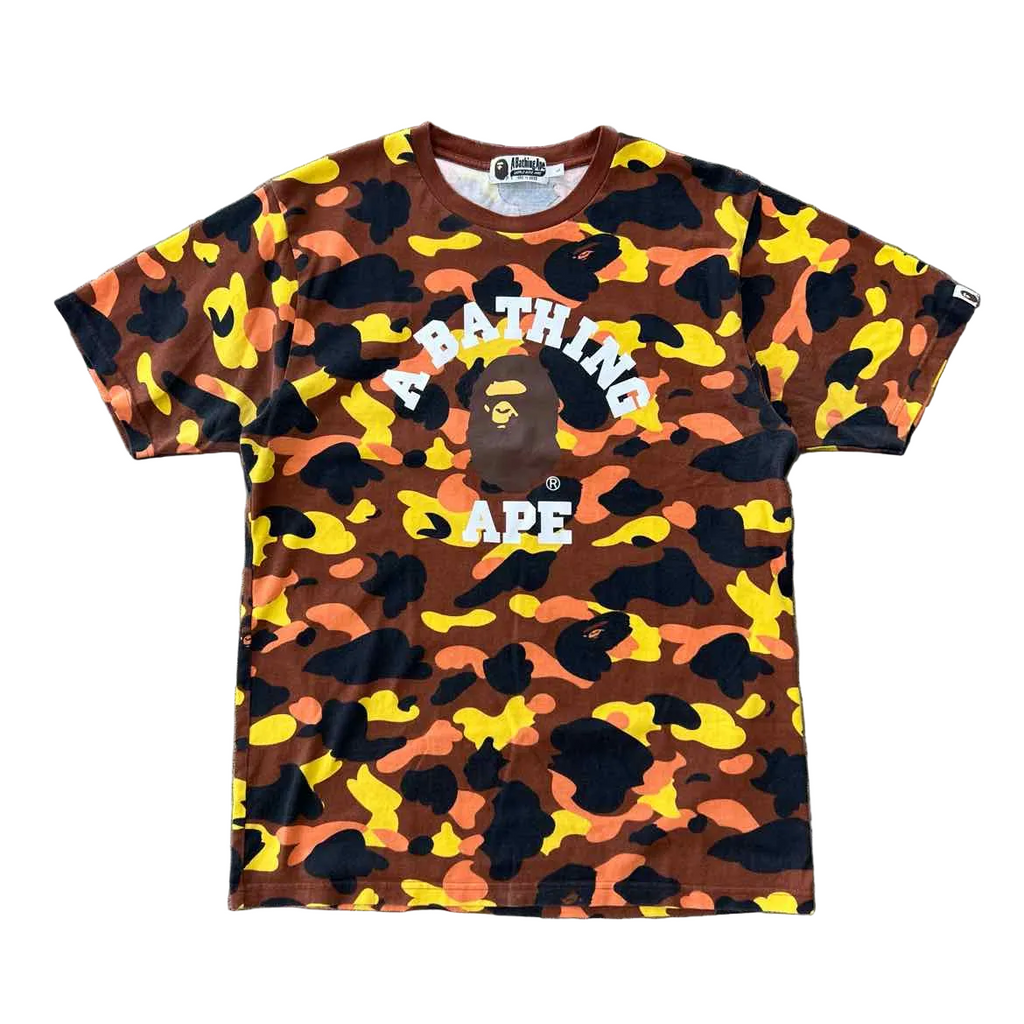 Bape T-Shirt "1ST CAMO APE HEAD" Yellow Used Size L